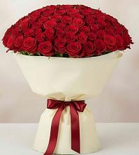 Букет 101 Красная роза Милано в посёлок центральной усадьбы совхоза Синичино