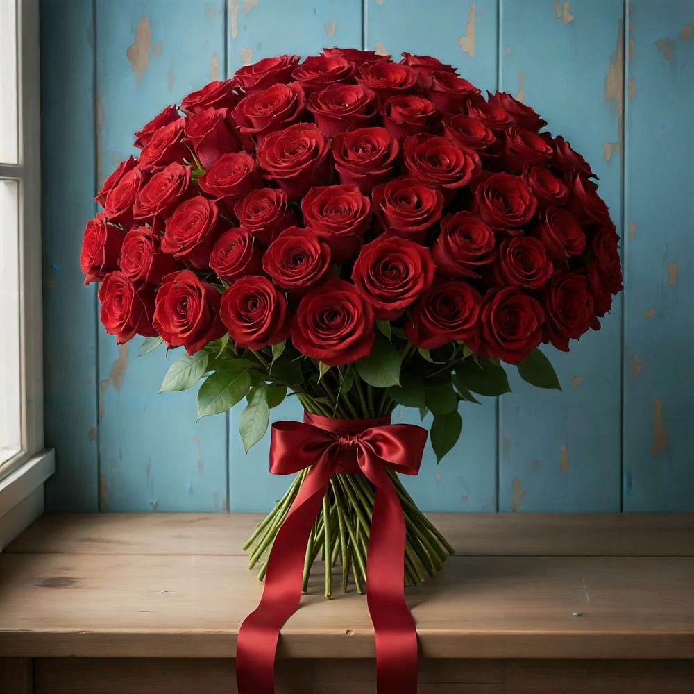 Букет Красные розы Блэк Меджик в посёлок центральной усадьбы совхоза Синичино