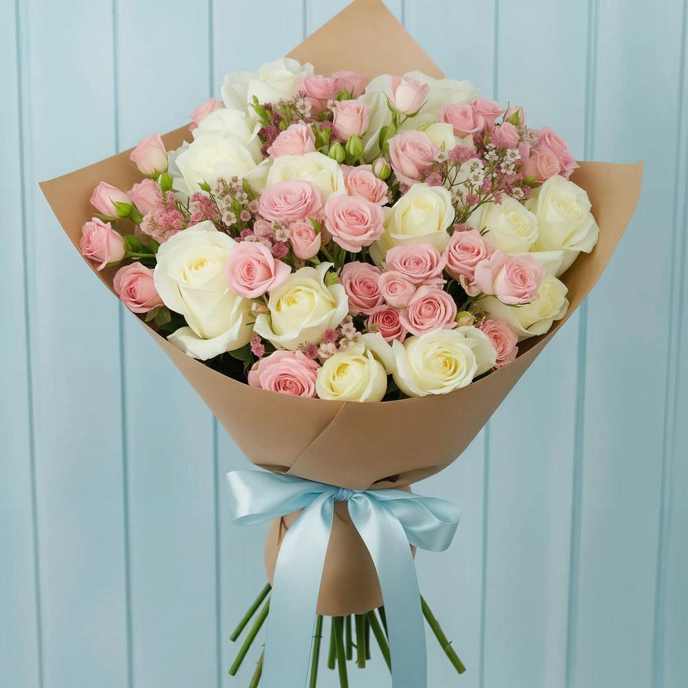 Букет цветов из: Розы в посёлок центральной усадьбы совхоза Синичино