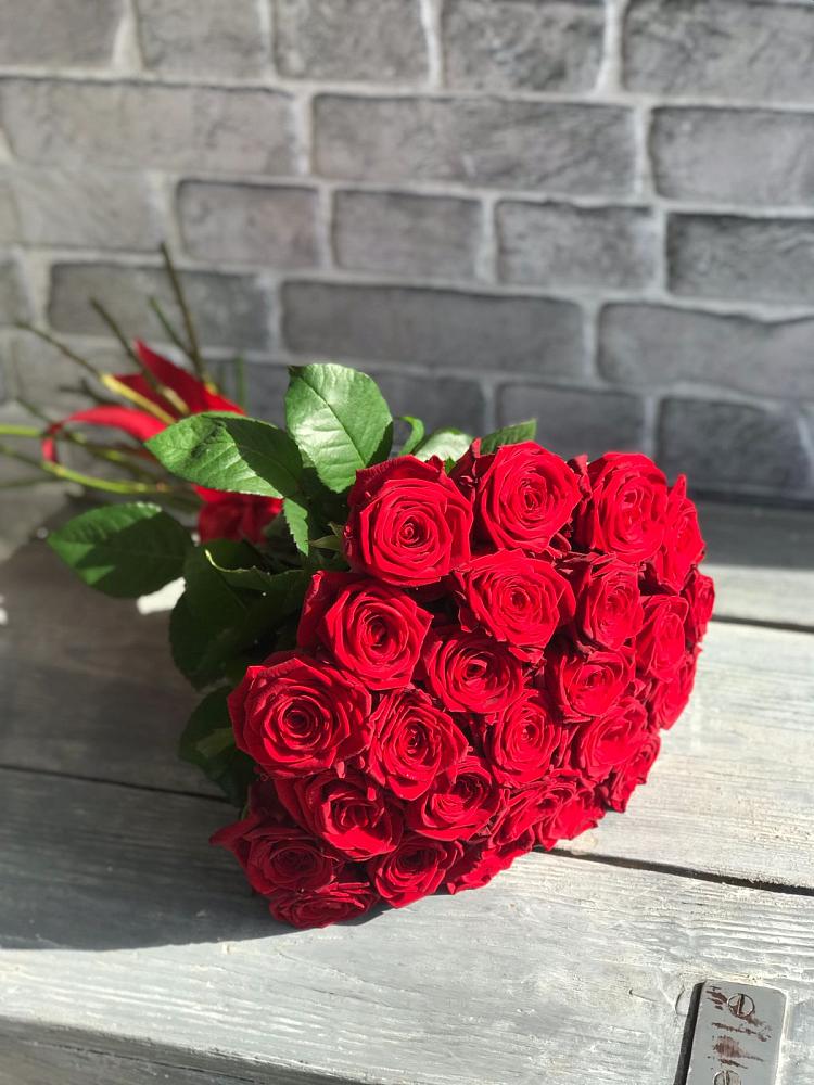 Букет Красные розы Фридом в посёлок центральной усадьбы совхоза Синичино