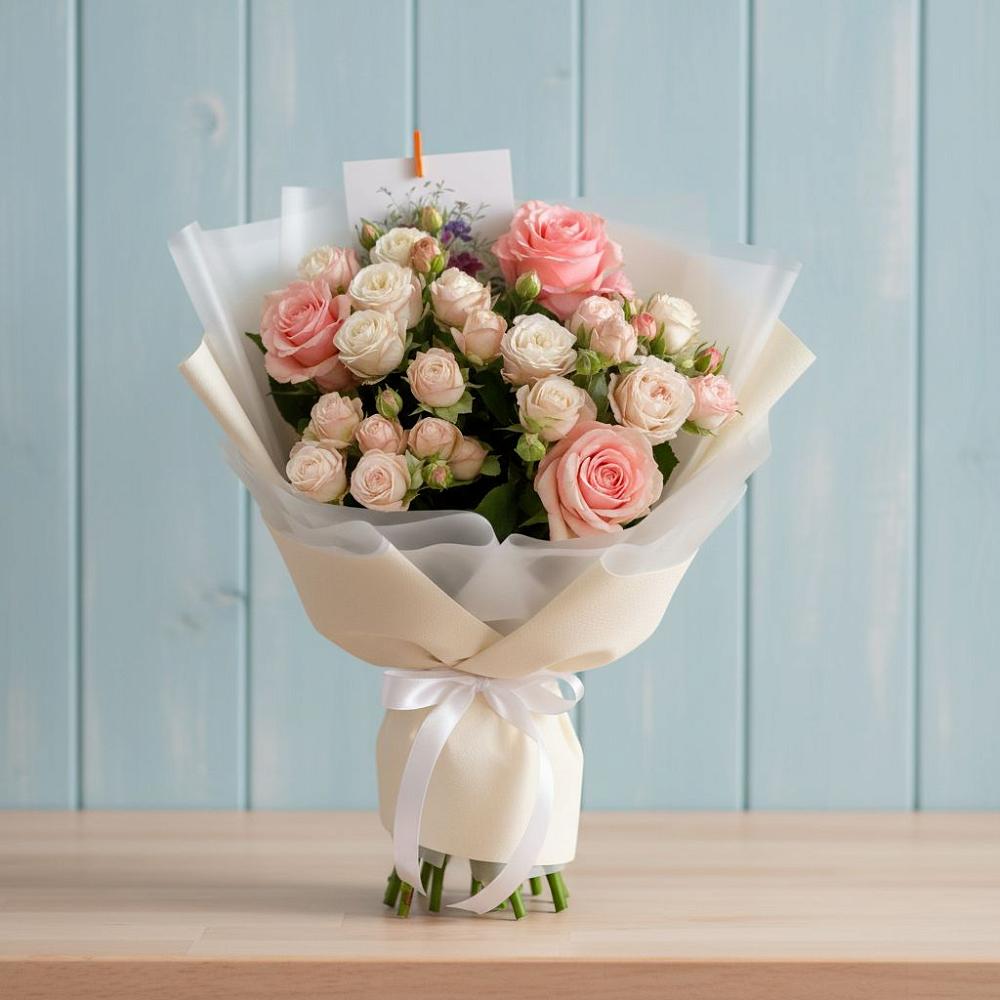 Букет цветов из: Розы в посёлок центральной усадьбы совхоза Синичино