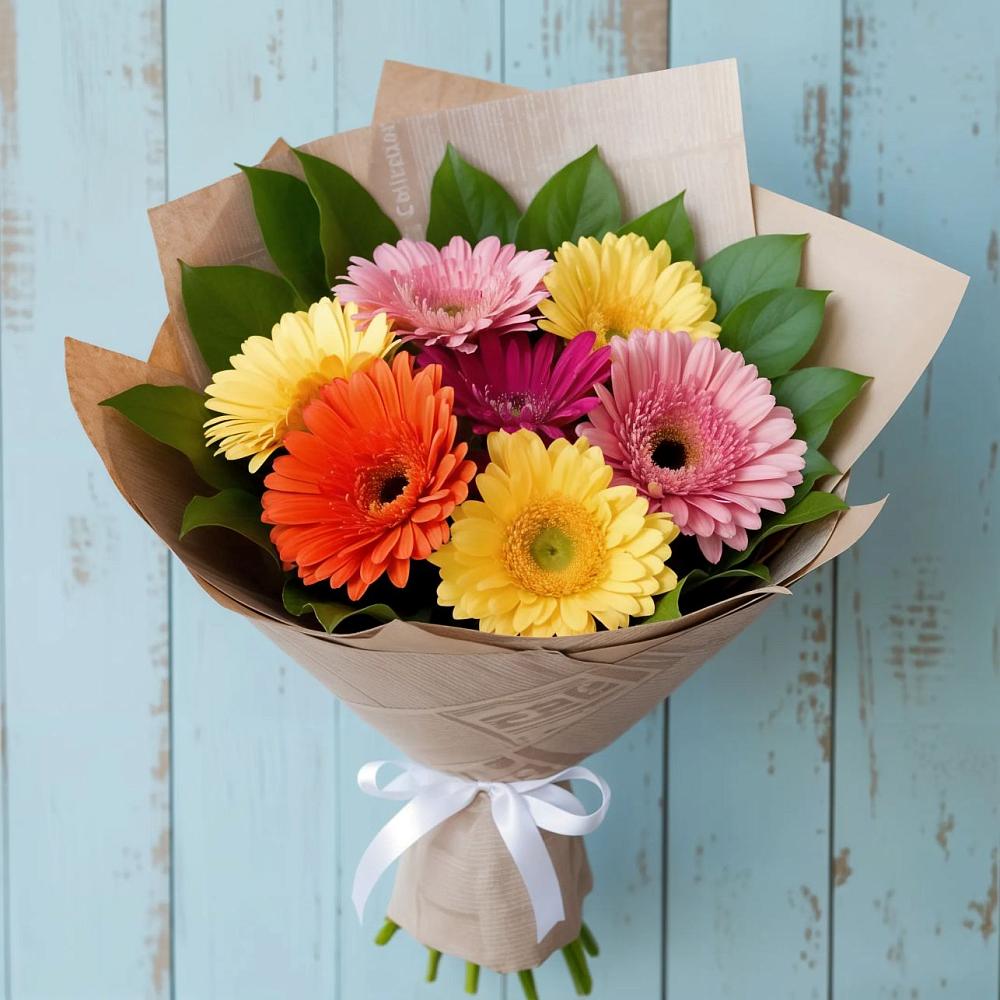Букет цветов из: Герберы в посёлок центральной усадьбы совхоза Синичино