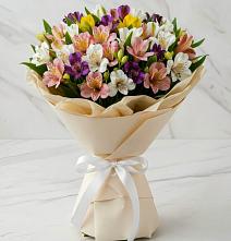 Букет цветов из:  Альстромерии в посёлок центральной усадьбы совхоза Синичино