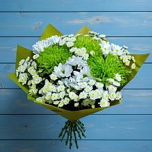 Букет цветов из:  Хризантемы в посёлок центральной усадьбы совхоза Синичино