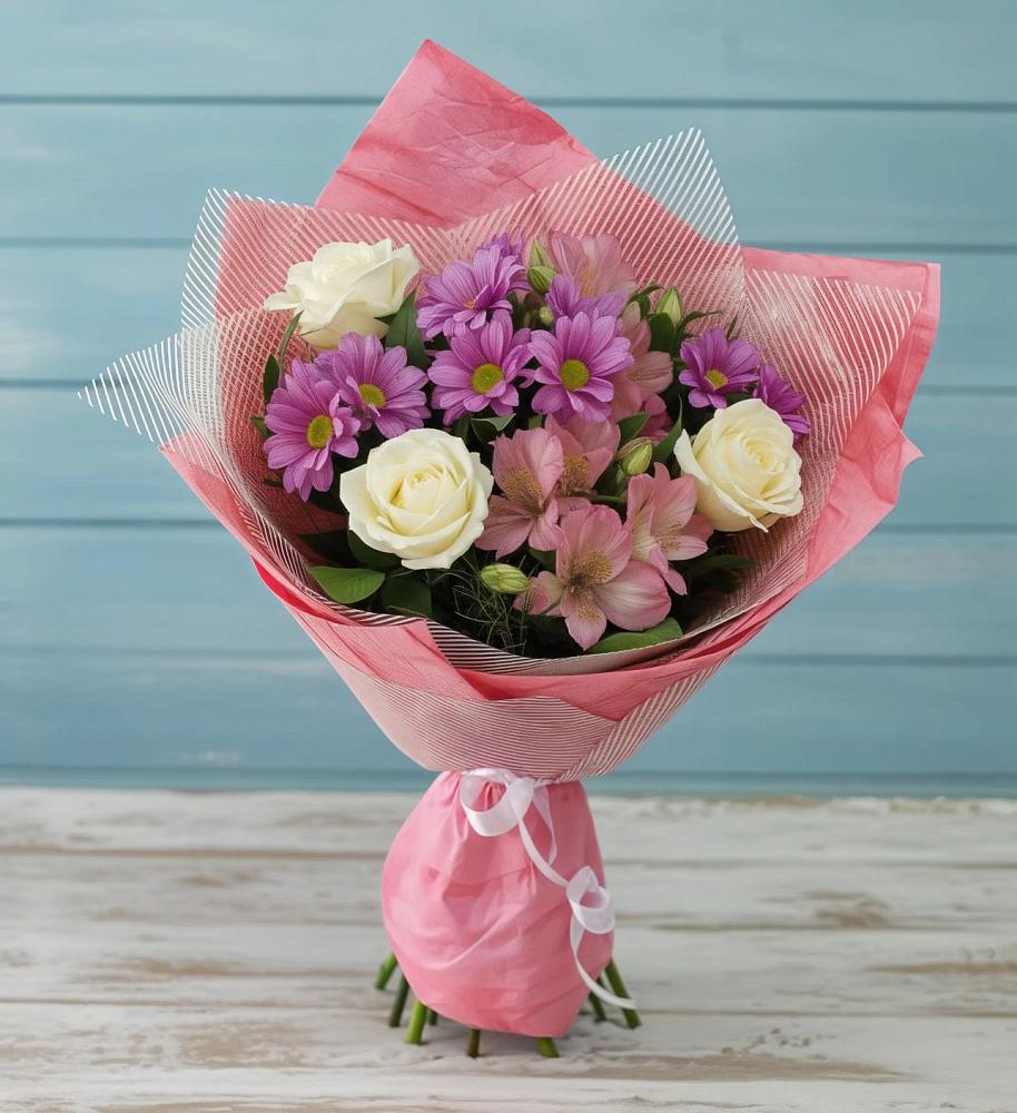 Букет цветов из: Герберы в посёлок центральной усадьбы совхоза Синичино