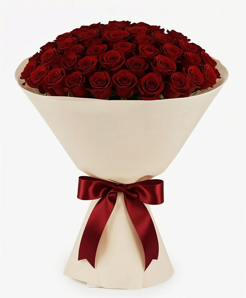 Букет 101 Бордовая роза Блэк Бакарра в посёлок центральной усадьбы совхоза Синичино