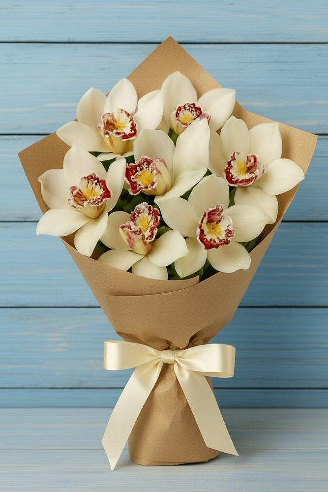 Букет цветов из: Орхидеи и Розы в посёлок центральной усадьбы совхоза Синичино