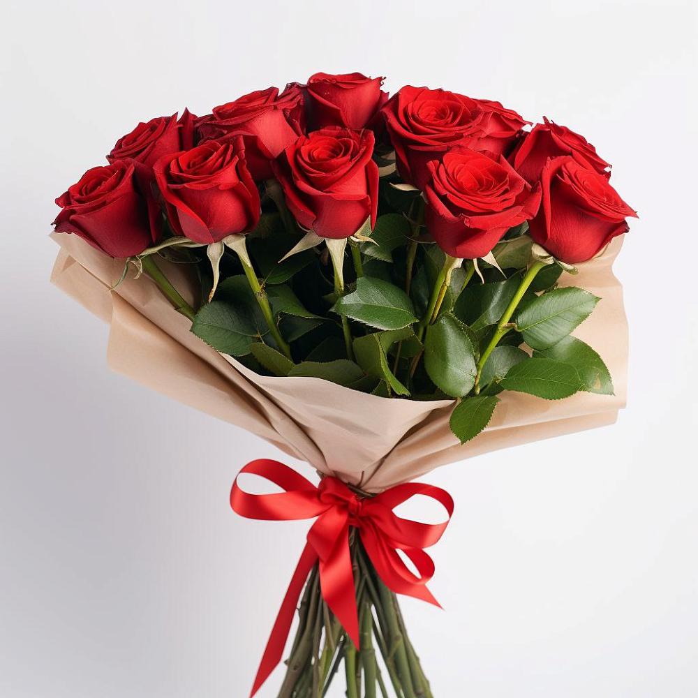 Букет 11 Красных роз Эдлесс Лав в посёлок центральной усадьбы совхоза Синичино