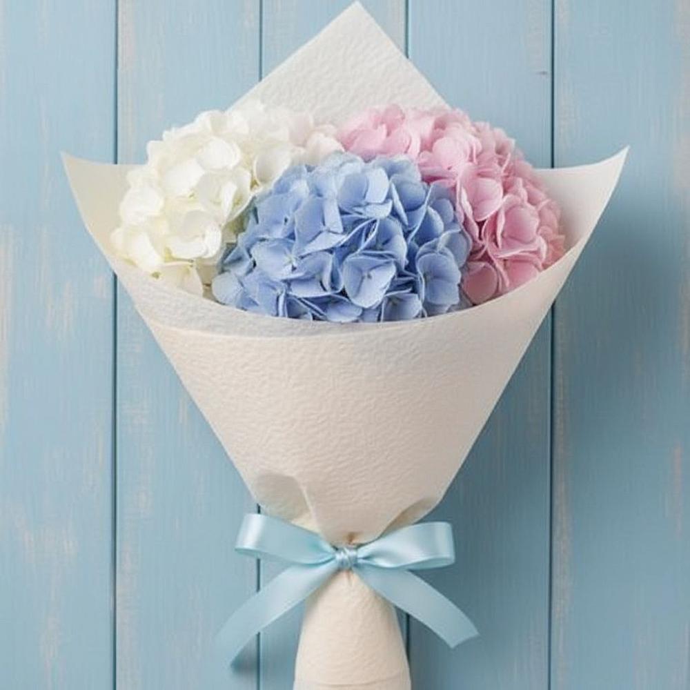 Букет цветов из: Гортензия в посёлок центральной усадьбы совхоза Синичино